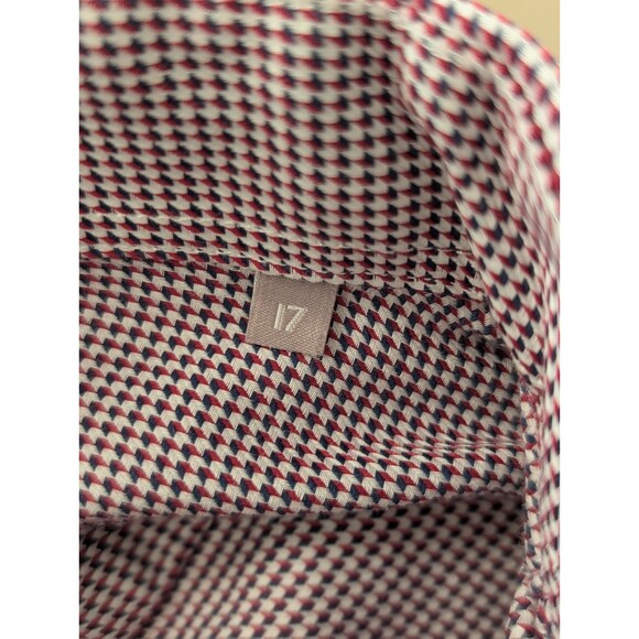 Savoy Taylors Guild Moss Bros Men's Dress Shirt Size 17 Geometric Print Office - Picture 7 of 12